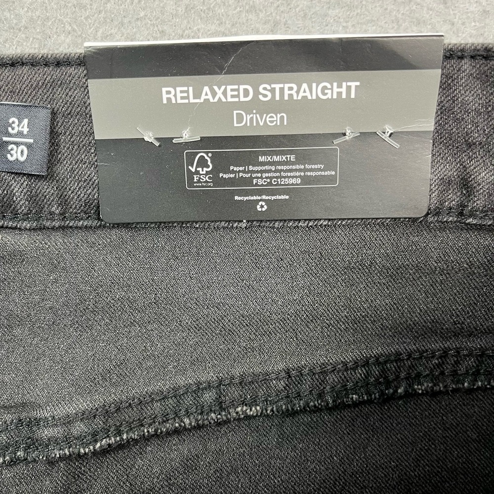 Buffalo David Bitton Jeans Mens 34x30 Black Denim Pants Relaxed Straight Driven - Picture 8 of 15